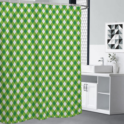 Shamrock Green And White Gingham Print Shower Curtain