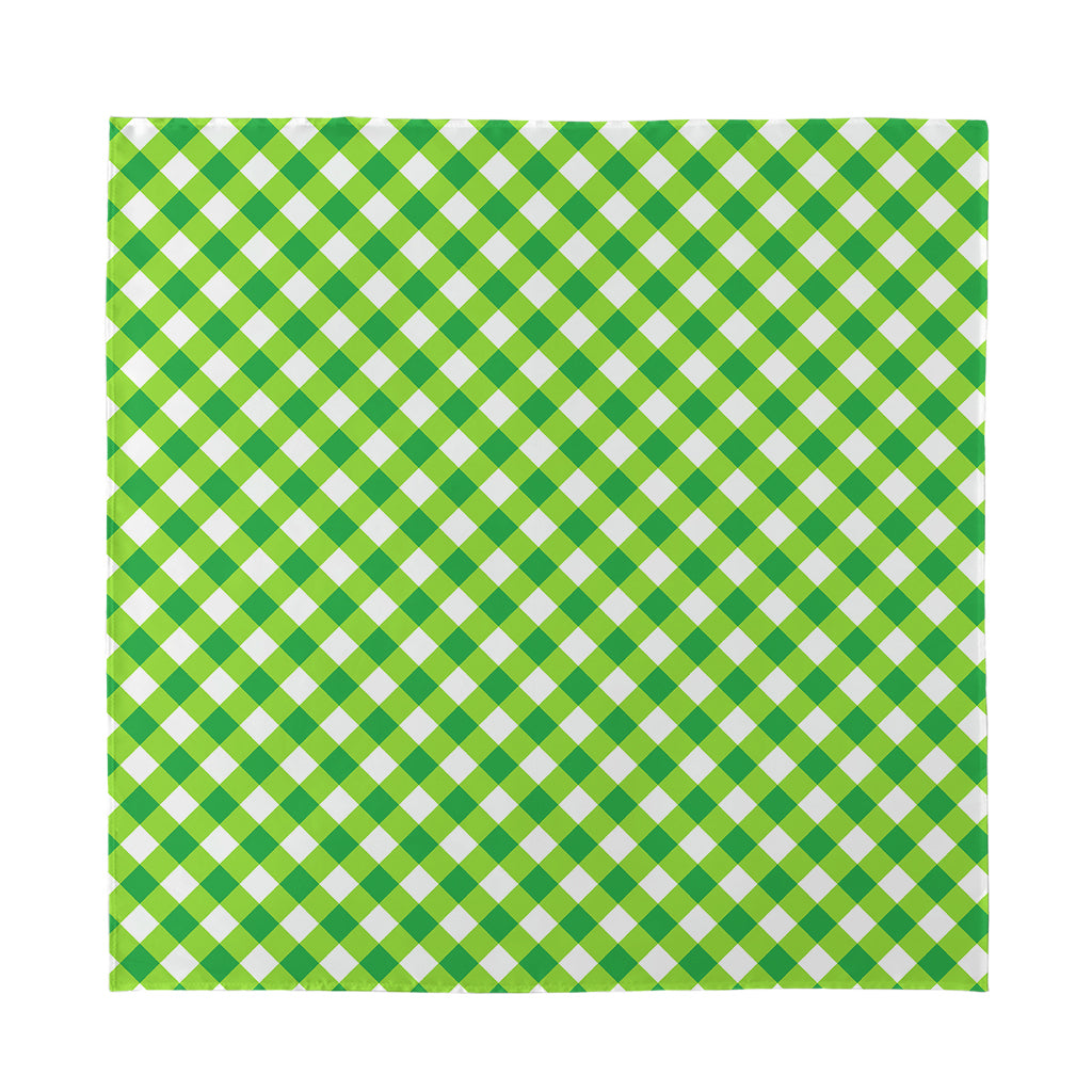 Shamrock Green And White Gingham Print Silk Bandana