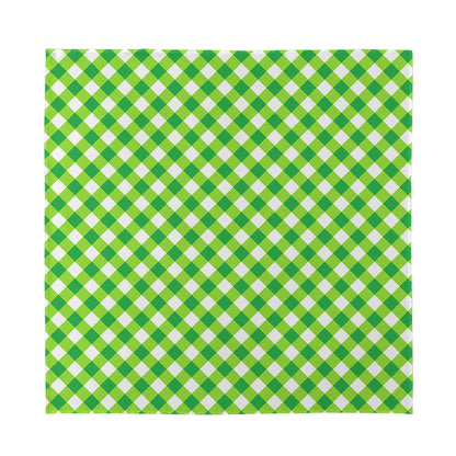 Shamrock Green And White Gingham Print Silk Bandana