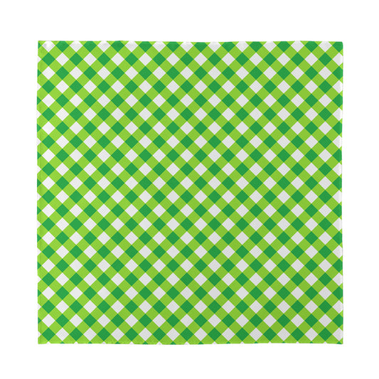 Shamrock Green And White Gingham Print Silk Bandana