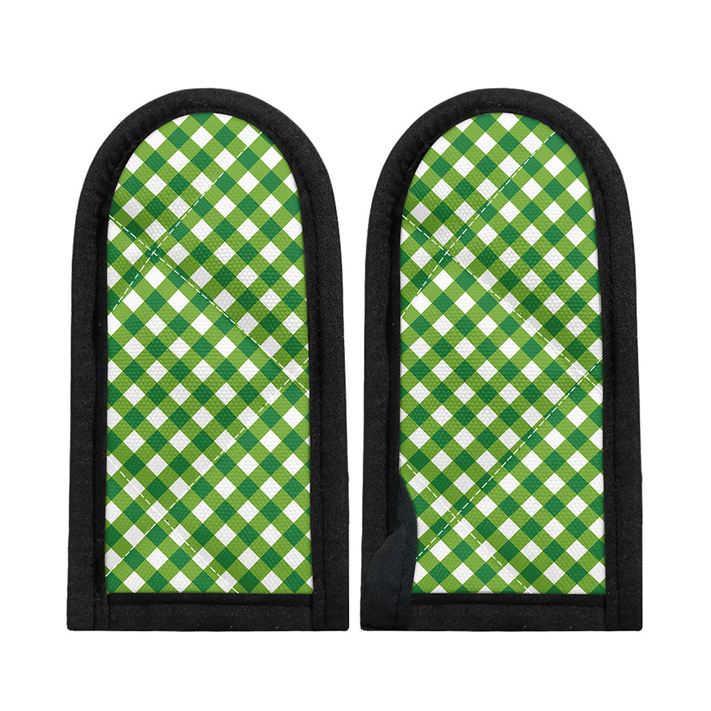 Shamrock Green And White Gingham Print Skillet Handle Cover