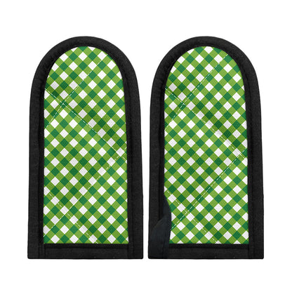 Shamrock Green And White Gingham Print Skillet Handle Cover