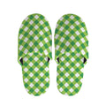 Shamrock Green And White Gingham Print Slippers