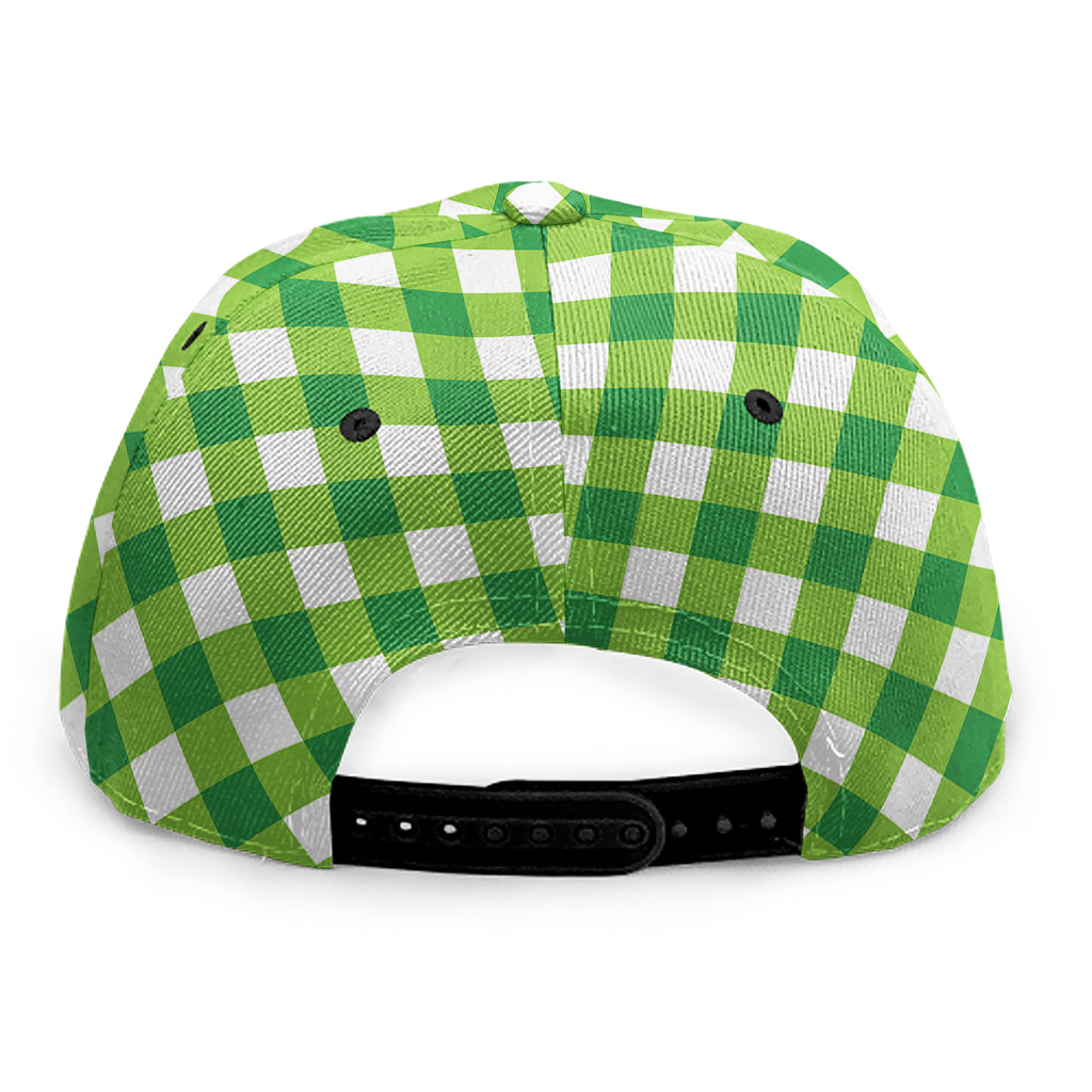 Shamrock Green And White Gingham Print Snapback Cap