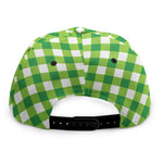 Shamrock Green And White Gingham Print Snapback Cap