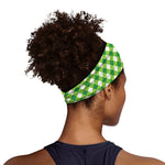Shamrock Green And White Gingham Print Sports Headband