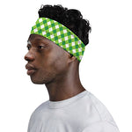 Shamrock Green And White Gingham Print Sports Headband