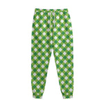 Shamrock Green And White Gingham Print Sweatpants