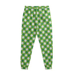 Shamrock Green And White Gingham Print Sweatpants