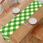 Shamrock Green And White Gingham Print Table Runner