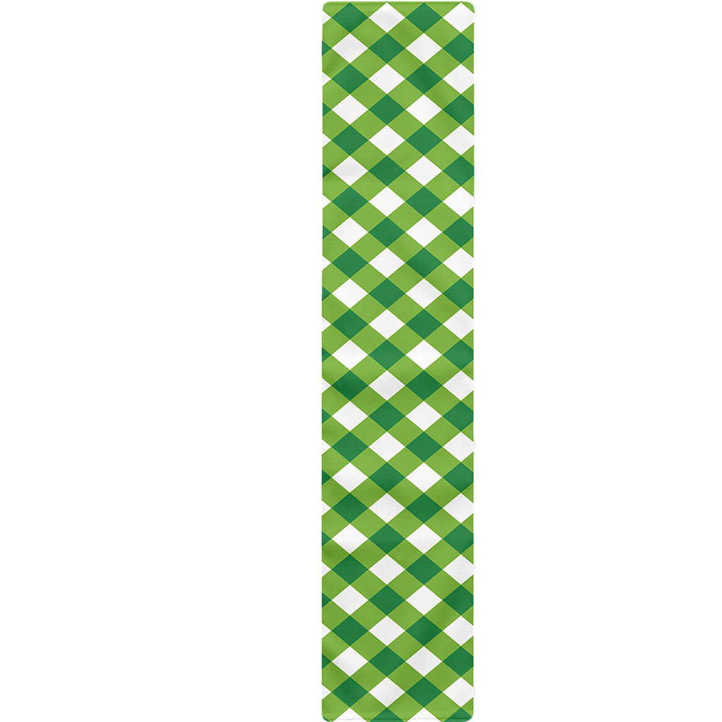 Shamrock Green And White Gingham Print Table Runner