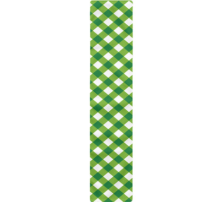Shamrock Green And White Gingham Print Table Runner