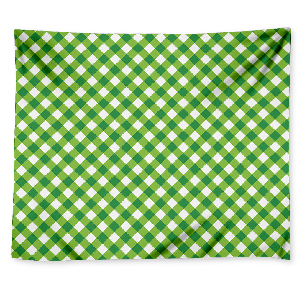 Shamrock Green And White Gingham Print Tapestry