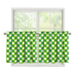 Shamrock Green And White Gingham Print Tier Curtains