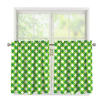 Shamrock Green And White Gingham Print Tier Curtains