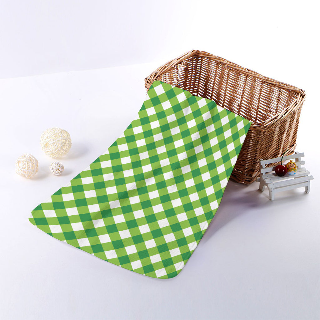 Shamrock Green And White Gingham Print Towel