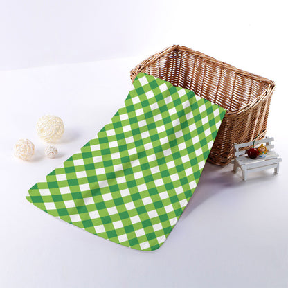 Shamrock Green And White Gingham Print Towel