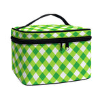 Shamrock Green And White Gingham Print Travel Makeup Bag