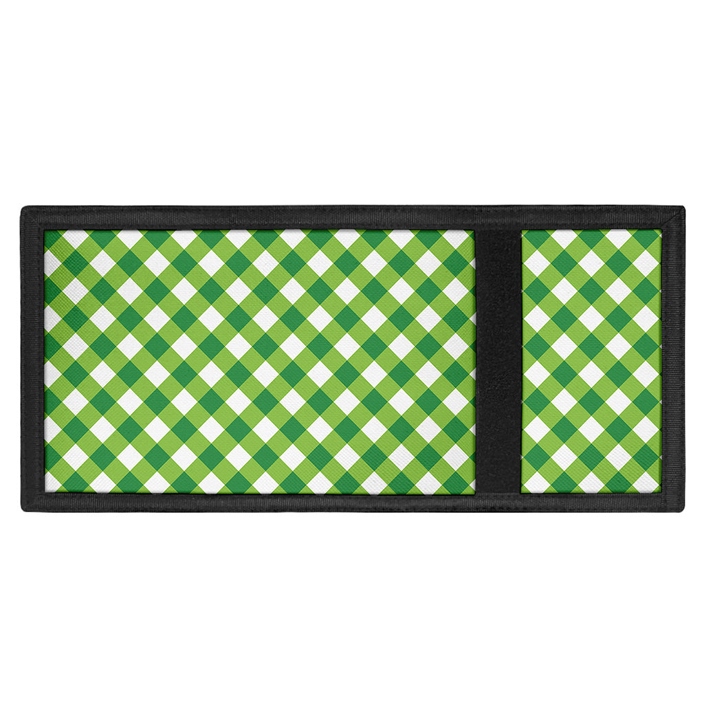 Shamrock Green And White Gingham Print Trifold Wallet