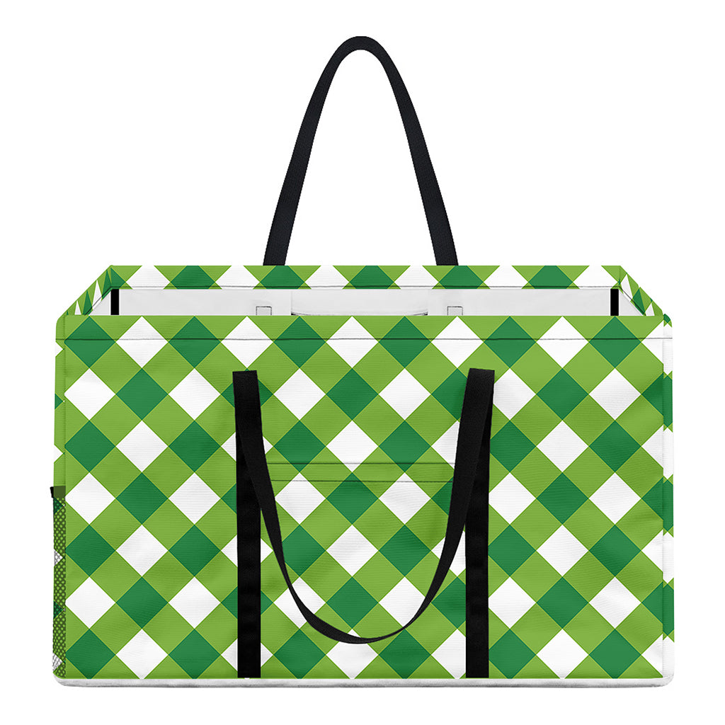 Shamrock Green And White Gingham Print Utility Tote Bag