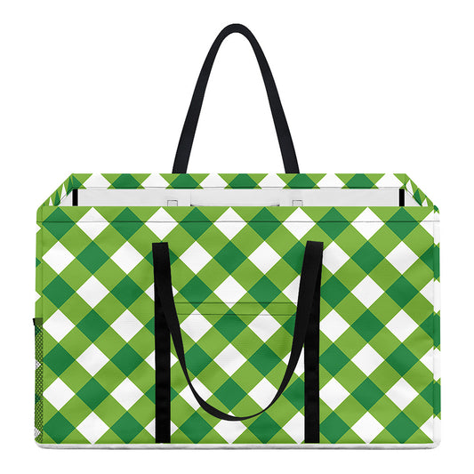 Shamrock Green And White Gingham Print Utility Tote Bag