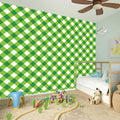 Shamrock Green And White Gingham Print Wall Sticker
