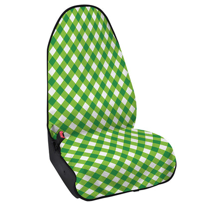 Shamrock Green And White Gingham Print Waterproof Car Seat Cover