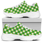 Shamrock Green And White Gingham Print White Chunky Shoes