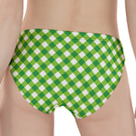 Shamrock Green And White Gingham Print Women's Panties