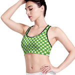Shamrock Green And White Gingham Print Women's Sports Bra