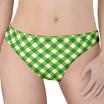 Shamrock Green And White Gingham Print Women's Thong
