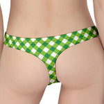 Shamrock Green And White Gingham Print Women's Thong