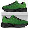 Shamrock Green Glitter Artwork Print (NOT Real Glitter) Black Chunky Shoes