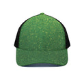Shamrock Green (NOT Real) Glitter Print Black Mesh Trucker Hat