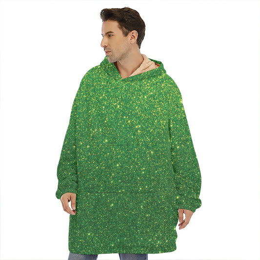 Shamrock Green Glitter Artwork Print (NOT Real Glitter) Hoodie Blanket