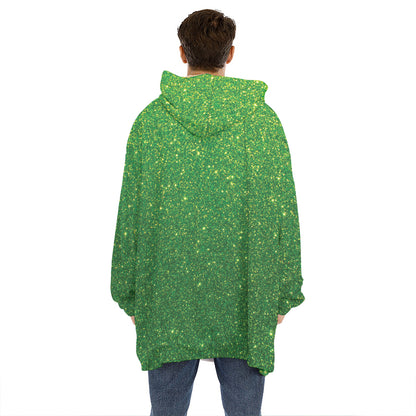 Shamrock Green Glitter Artwork Print (NOT Real Glitter) Hoodie Blanket
