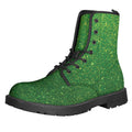 Shamrock Green (NOT Real) Glitter Print Lace-Up Boots