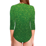 Shamrock Green Glitter Artwork Print (NOT Real Glitter) Long Sleeve Swimsuit