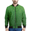 Shamrock Green (NOT Real) Glitter Print Men's Bomber Jacket