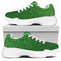 Shamrock Green (NOT Real) Glitter Print White Chunky Shoes