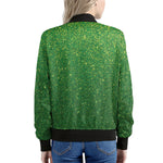 Shamrock Green Glitter Artwork Print (NOT Real Glitter) Women's Bomber Jacket