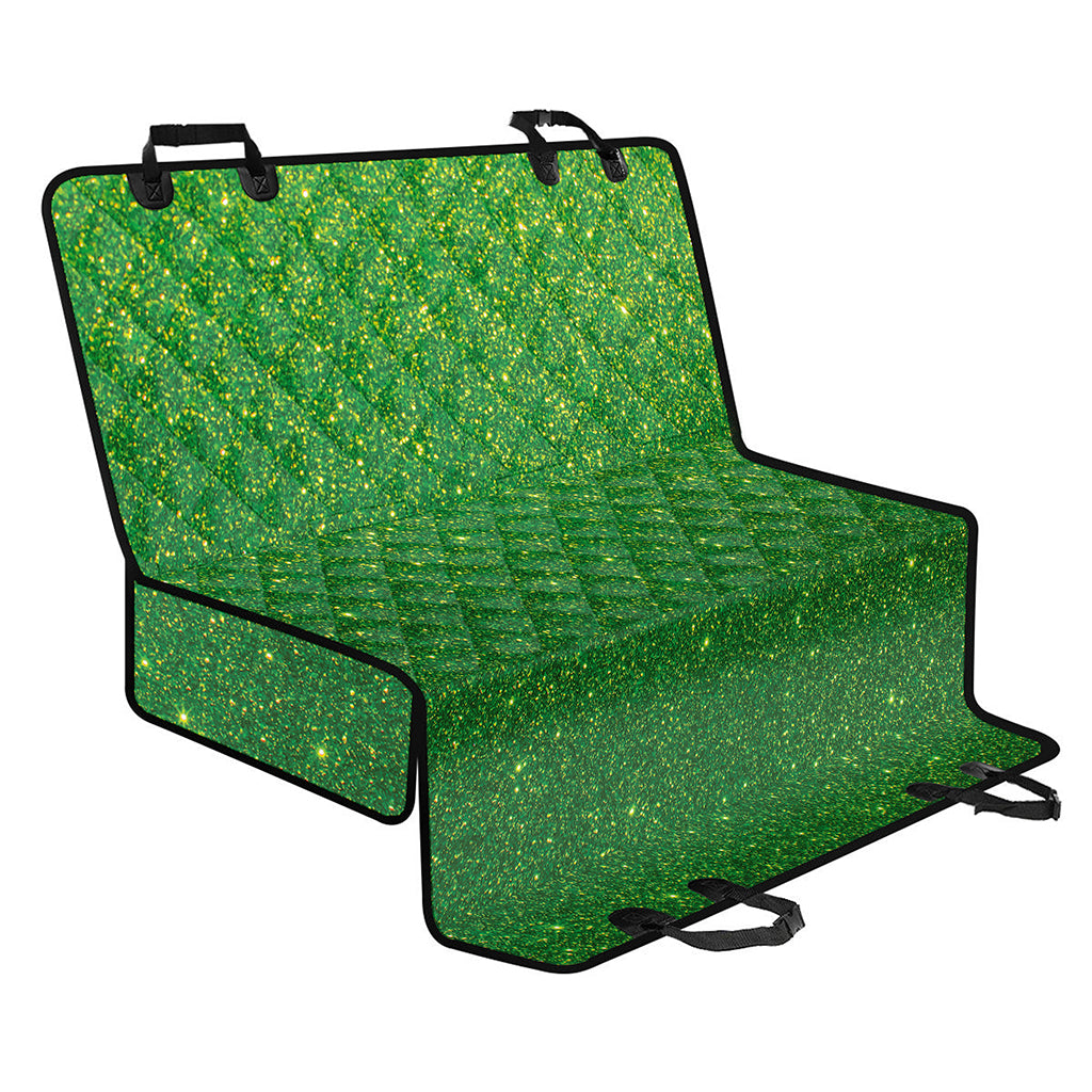 Shamrock Green (NOT Real) Glitter Print Pet Car Back Seat Cover