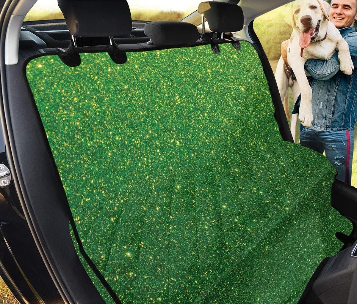 Shamrock Green (NOT Real) Glitter Print Pet Car Back Seat Cover