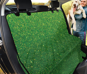 Shamrock Green (NOT Real) Glitter Print Pet Car Back Seat Cover