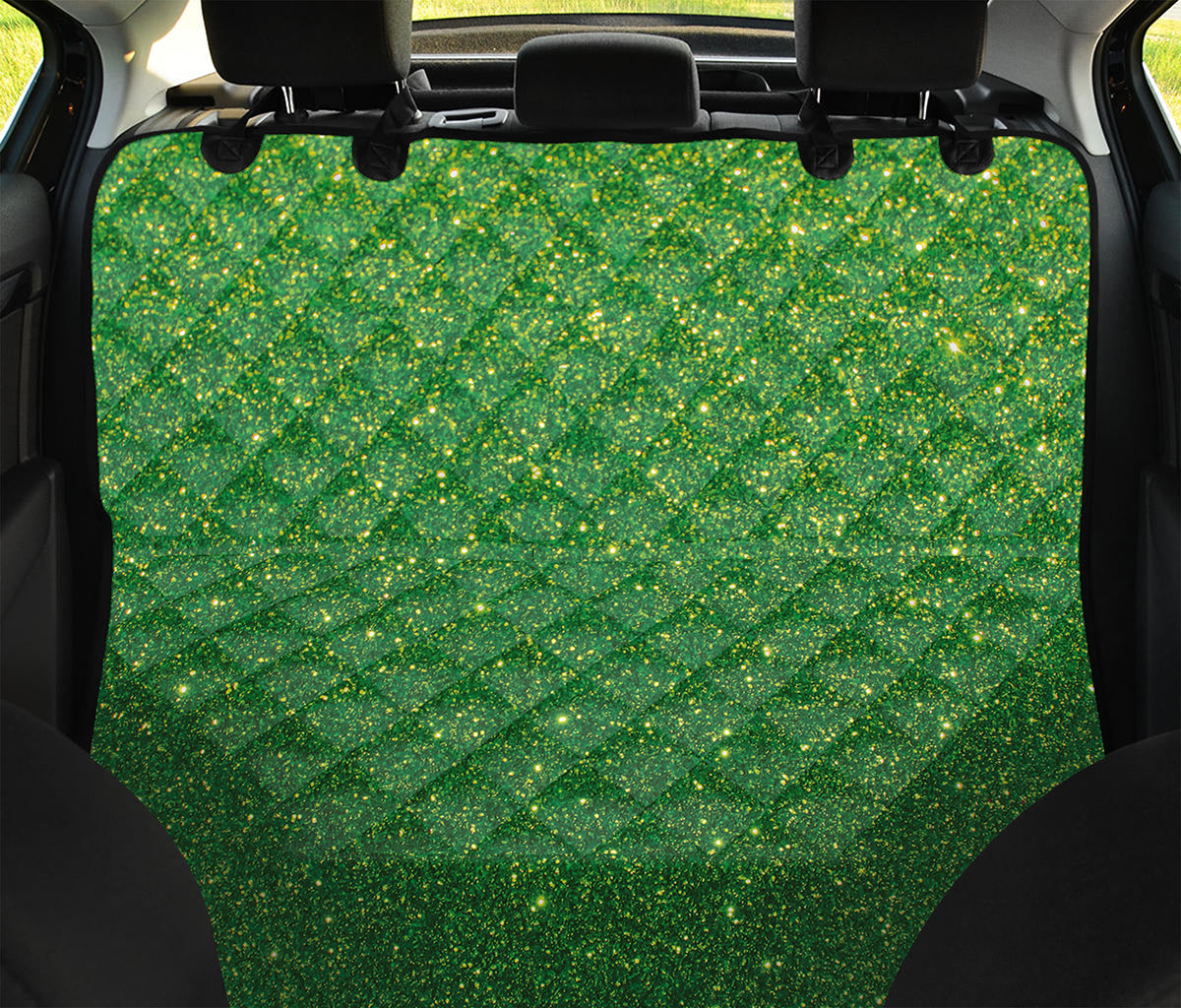 Shamrock Green (NOT Real) Glitter Print Pet Car Back Seat Cover