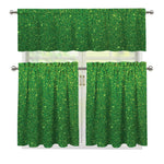 Shamrock Green (NOT Real) Glitter Print 3 Piece Kitchen Curtains