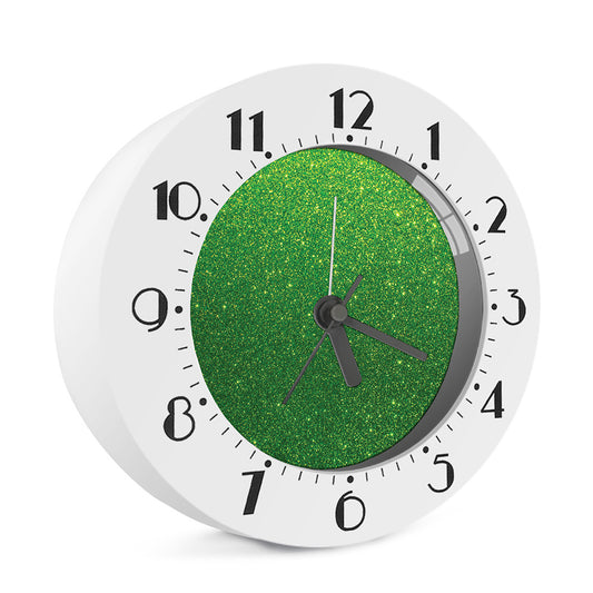 Shamrock Green (NOT Real) Glitter Print Alarm Clock