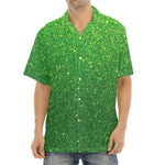 Shamrock Green (NOT Real) Glitter Print Aloha Shirt