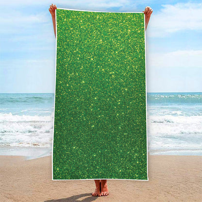 Shamrock Green (NOT Real) Glitter Print Beach Towel