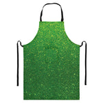 Shamrock Green (NOT Real) Glitter Print Bib Apron With Pocket
